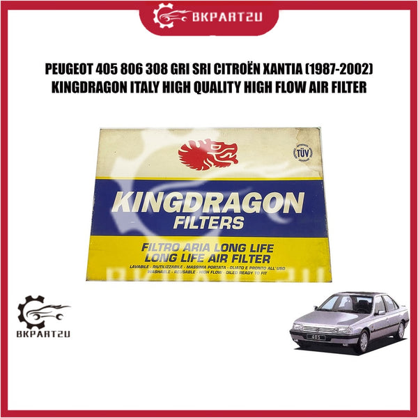 PEUGEOT 405 806 308 GRI SRI CITROËN XANTIA (1987-2002) AIR FILTER HIGH FLOW PENAPIS ANGIN PERFORMANCE KINGDRAGON ITALY