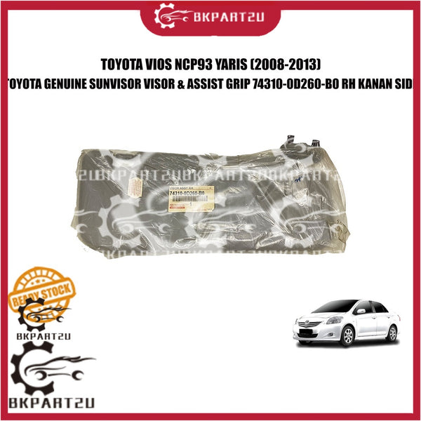 TOYOTA VIOS NCP93 YARIS (2008-2013) SUNVISOR VISOR & ASSIST GRIP RH KANAN SIDE 74310-0D260-B0 MADE BY TOYOTA GENUINE ORI