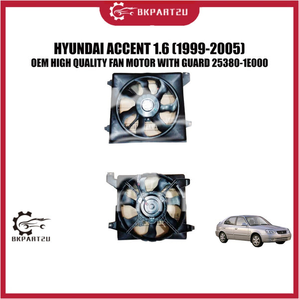 HYUNDAI ACCENT 1.6 (1999-2005) FAN MOTOR WITH GUARD SEKALI RUMAH HOUSING MADE BY OEM 25380-1E000 1 MONTH WARRANTY