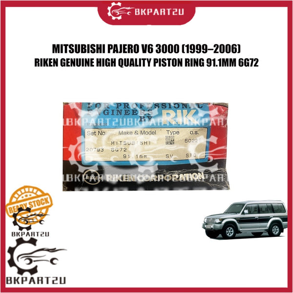 MITSUBISHI PAJERO V6 3000 PETROL (1999–2006) PISTON RING 91.1MM 6G72 1.2X15X4 RIKEN GENUINE ONE SET 6 PISTON