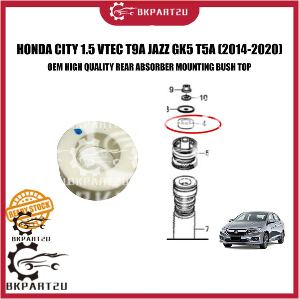 HONDA CITY 1.5 VTEC T9A JAZZ GK5 T5A HRV T7A (2014-2020) REAR ABSORBER MOUNTING BUSH TOP OEM 52633-T5A-J01 PRICE PER PCS