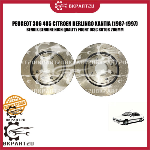 PEUGEOT 306 405 CITROEN BERLINGO XANTIA (1987-1997) FRONT DISC ROTOR DEPAN BRAKE 266 PINGAN ONE SET 2 PCS BENDIX DENMARK