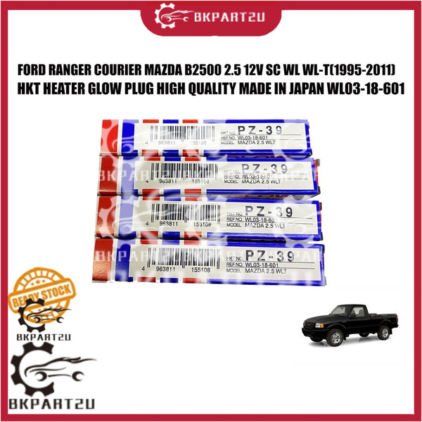 FORD RANGER COURIER MAZDA B2500 2.5 12V SC WL WL-T HEATER GLOW PLUG MADE BY HKT JAPAN  WL03-18-601 PZ-39 ONE SET