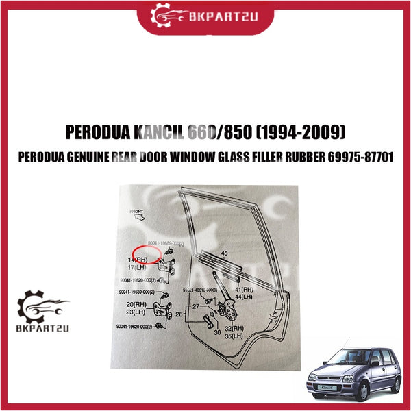 PERODUA KANCIL 660/850 (1994-2009) PERODUA GENUINE REAR DOOR WINDOW GLASS FILLER RUBBER 69975-87701