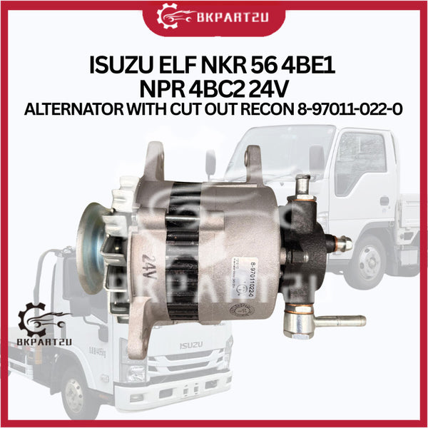 ISUZU ELF NKR 56 4BE1  NPR 4BC2 24V ALTERNATOR WITH CUT OUT RECON 8-97011-022-0