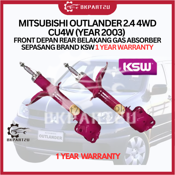 MITSUBISHI OUTLANDER 2.4 4WD CU4W (YEAR 2003) FRONT DEPAN REAR BELAKANG GAS ABSORBER SEPASANG BRAND KSW 1 YEAR WARRANTY