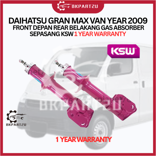 DAIHATSU GRAN MAX VAN YEAR 2009 FRONT DEPAN REAR BELAKANG GAS ABSORBER SEPASANG KSW 1 YEAR WARRANTY