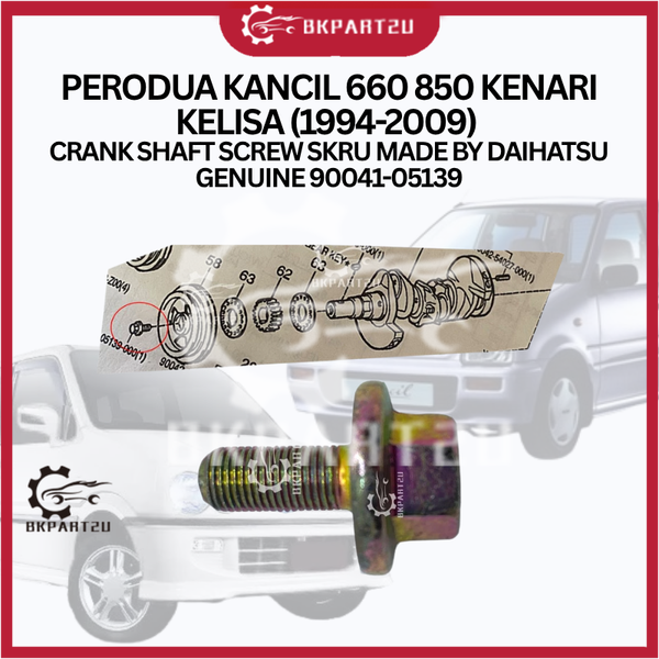 PERODUA KANCIL 660 850 KENARI  KELISA (1994-2009) CRANK SHAFT SCREW SKRU MADE BY DAIHATSU GENUINE 90041-05139