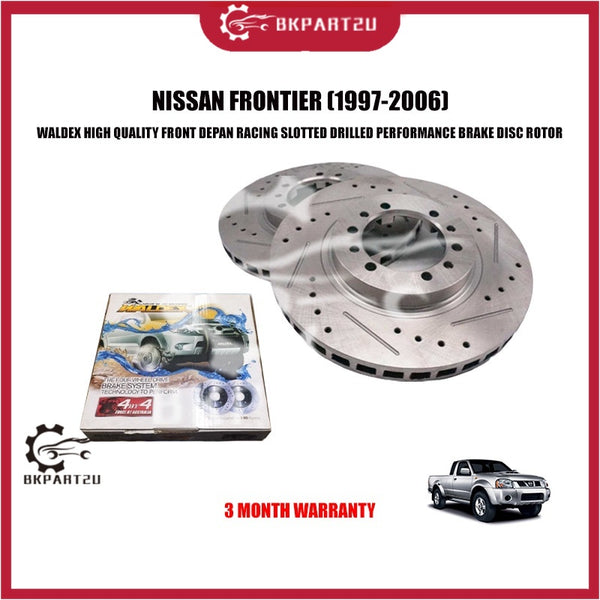 NISSAN FRONTIER D22 1997 FRONT DEPAN RACING SLOTTED DRILLED PERFORMANCE BRAKE DISC ROTOR WALDEX ONE SET 2 PCS SEPASANG