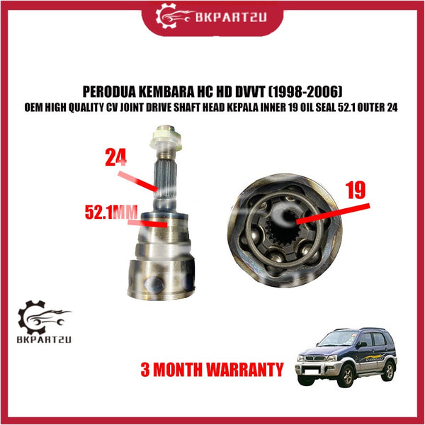 PERODUA KEMBARA HC HD DVVT 4X4 (1998-2006) CV JOINT DRIVE SHAFT HEAD KEPALA 19X52.1X24