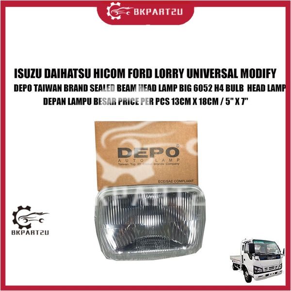 ISUZU DAIHATSU HICOM FORD LORRY UNIVERSAL MODIFY DEPO TAIWAN BRAND SEALED BEAM HEAD LAMP BIG 6052 H4 BULB HEAD LAMP