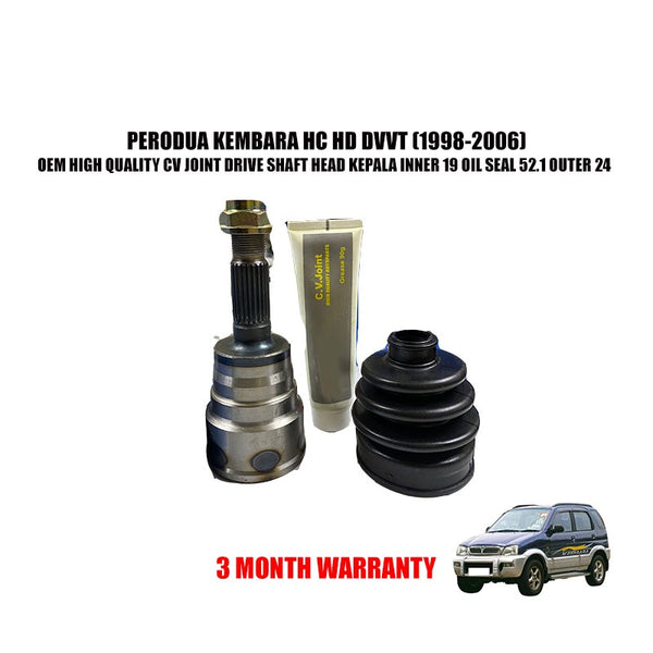 PERODUA KEMBARA HC HD DVVT 4X4 (1998-2006) CV JOINT DRIVE SHAFT HEAD KEPALA INNER 19 OIL SEAL 52.1 OUTER 24 19X52.1MMX24