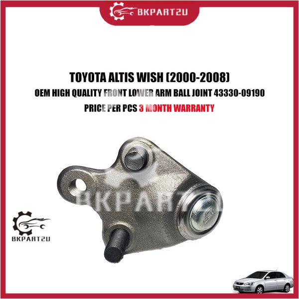 TOYOTA ALTIS WISH (2000-2008) FRONT LOWER ARM BALL JOINT 43330-09190 PRICE PER PCS 3 MONTH WARRANTY OEM HIGH QUALITY