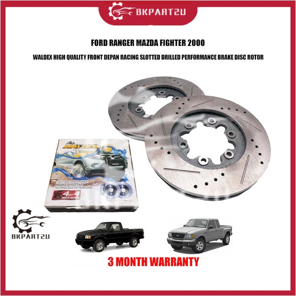 FORD RANGER MAZDA FIGHTER 2000 FRONT DEPAN RACING SLOTTED DRILLED PERFORMANCE BRAKE DISC ROTOR WALDEX 274 MM 2 PCS