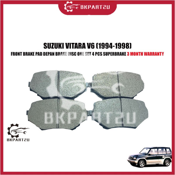SUZUKI VITARA V6 (1994-1998) FRONT BRAKE PAD DEPAN BRAKE DISC ONE SET 4 PCS SUPERBRAKE 3 MONTH WARRANTY