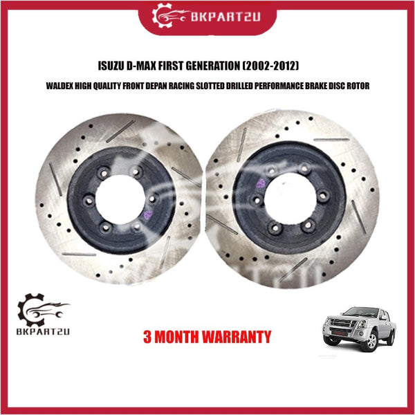 ISUZU D-MAX FIRST GENERATION 2002 FRONT DEPAN RACING SLOTTED DRILLED PERFORMANCE BRAKE DISC ROTOR WALDEX 2 PCS SEPASANG
