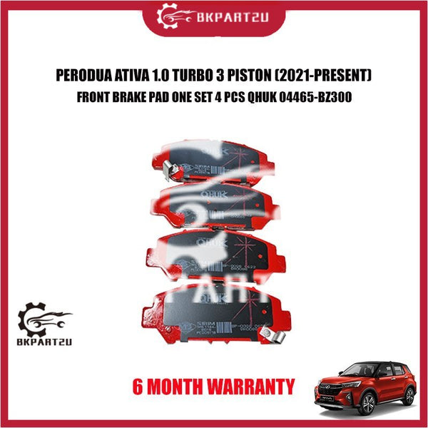 PERODUA ATIVA 1.0 TURBO 3 PISTON (2021-PRESENT) FRONT BRAKE PAD ONE SET 4 PCS QHUK 6 MONTH WARRANTY 04465-BZ300