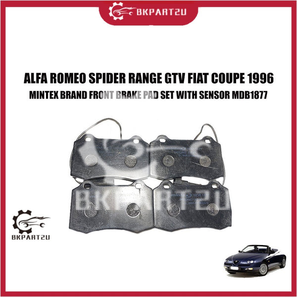 ALFA ROMEO SPIDER RANGE GTV FIAT COUPE 1996 MINTEX BRAND FRONT BRAKE PAD SET WITH SENSOR MDB1877
