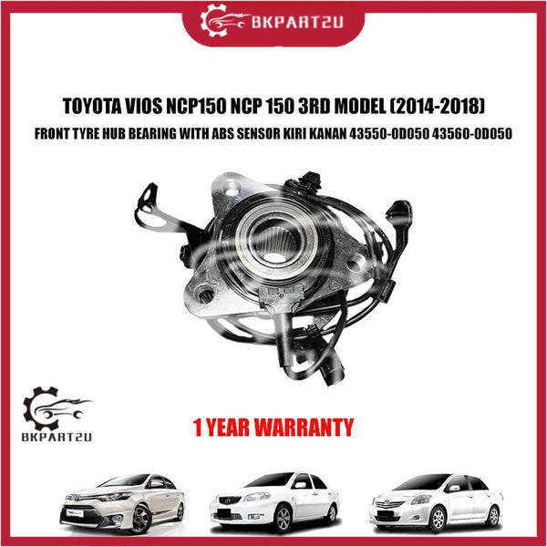 TOYOTA VIOS NCP150 3RD MODEL 2014-2018 FRONT TYRE HUB BEARING WITH ABS SENSOR KIRI KANAN 43550-0D050