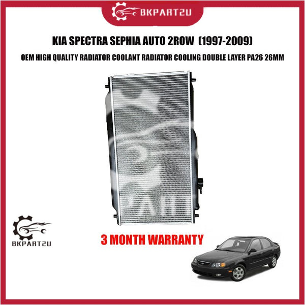 KIA SPECTRA SEPHIA AUTO 2ROW (1997-2009) RADIATOR COOLANT RADIATOR COOLING DOUBLE LAYER PA26 26MM 3 MONTH WARRANTY OEM