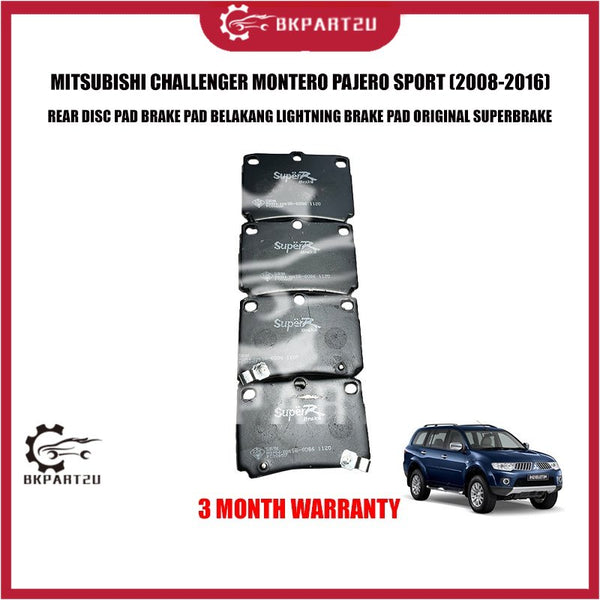 MITSUBISHI CHALLENGER MONTERO PAJERO SPORT REAR DISC PAD BRAKEPAD BELAKANG LIGHTNING ORIGINAL SUPERBRAKE 3MONTH WARRANTY