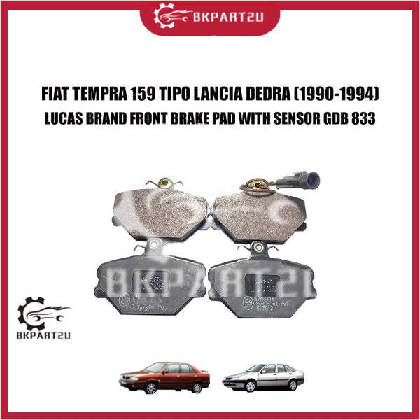 FIAT TEMPRA 159 TIPO LANCIA DEDRA (1990-1994) LUCAS BRAND FRONT BRAKE PAD WITH SENSOR GDB 833
