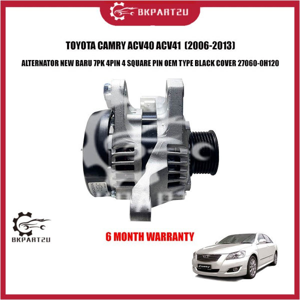 TOYOTA CAMRY ACV40 ACV41 ALTERNATOR NEW BARU 7PK 4PIN 4 SQUARE PIN OEM TYPE BLACK COVER 27060-0H120 6 MONTH WARRANTY