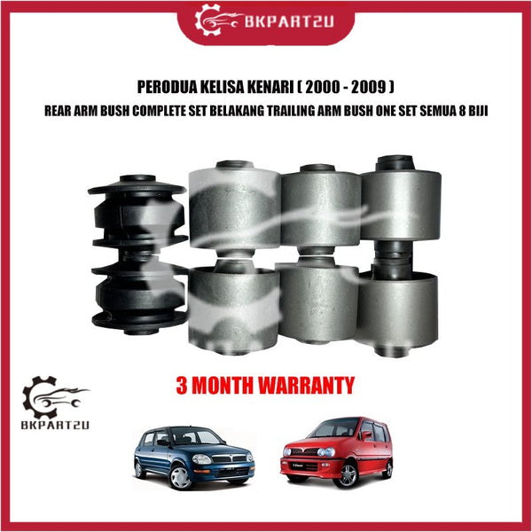 PERODUA KELISA KENARI REAR ARM BUSH COMPLETE SET BELAKANG TRAILING ARM BUSH ONE SET SEMUA 8 BIJI 3 MONTH WARRANTY