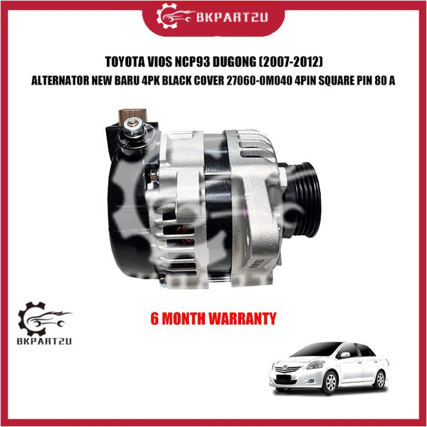 TOYOTA VIOS NCP93 DUGONG (2007-2012) ALTERNATOR NEW BARU 4PK BLACK COVER 27060-0M040 4PIN SQUARE PIN 80A 6MONTH WARRANTY