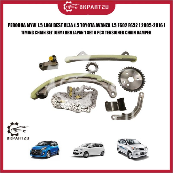 PERODUA MYVI 1.5 LAGI BEST ALZA 1.5 TOYOTA AVANZA 1.5 F602 F652 TIMING CHAIN SET (OEM) NBN JAPAN 1 SET 8 PCS TENSIONER