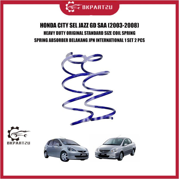 HONDA CITY SEL JAZZ GD SAA HEAVY DUTY ORIGINAL STANDARD SIZE COIL SPRING ABSORBER BELAKANG JPN INTERNATIONAL 1 SET 2 PC