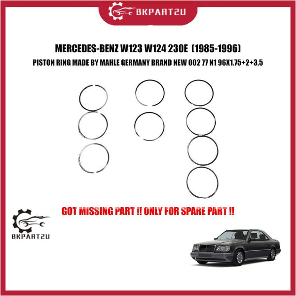 MERCEDES-BENZ W123 W124 230E (1985-1996) PISTON RING MADE BY MAHLE GERMANY BRAND NEW 002 77 N1 96X1.75+2+3.5