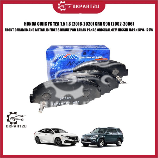 HONDA CIVIC FC TEA 1.5 1.8 CRV S9A FRONT CERAMIC AND METALLIC FIBERS BRAKE PAD TAHAN PANAS ORIGINAL OEM NISSIN JAPAN