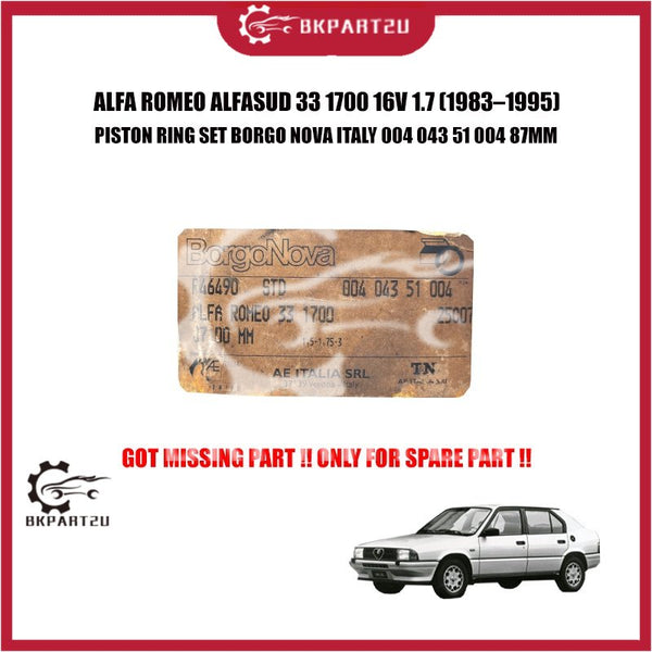 ALFA ROMEO ALFASUD 33 1700 16V 1.7 (1983–1995) PISTON RING SET BORGO NOVA ITALY 004 043 51 004 87MM GOT MISSING PART !!