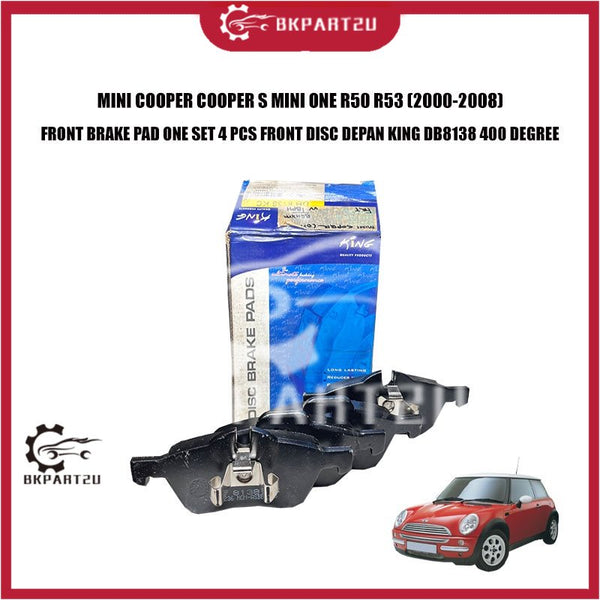 MINI COOPER COOPER S MINI ONE R50 R53 (2000-2008) FRONT BRAKE PAD ONE SET 4 PCS FRONT DISC DEPAN KING DB8138 400 DEGREE