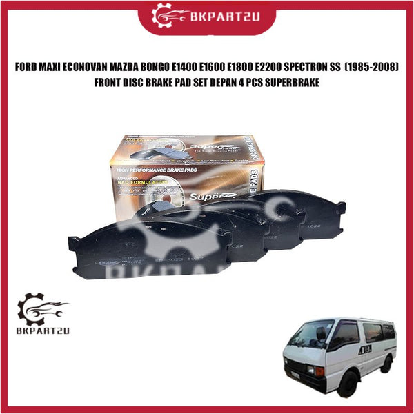 FORD MAXI ECONOVAN MAZDA BONGO E1400 E1600 E1800 E2200 SPECTRON SS FRONT DISC BRAKE PAD SET DEPAN 4 PCS SUPERBRAKE