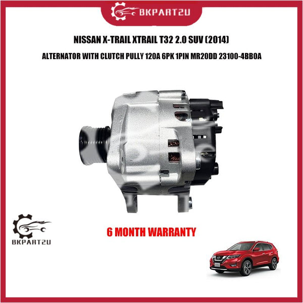 NISSAN X-TRAIL XTRAIL T32 2.0 SUV (2014) ALTERNATOR WITH CLUTCH PULLY 120A 6PK 1PIN MR20DD 23100-4BB0A 6 MONTH WARRANTY