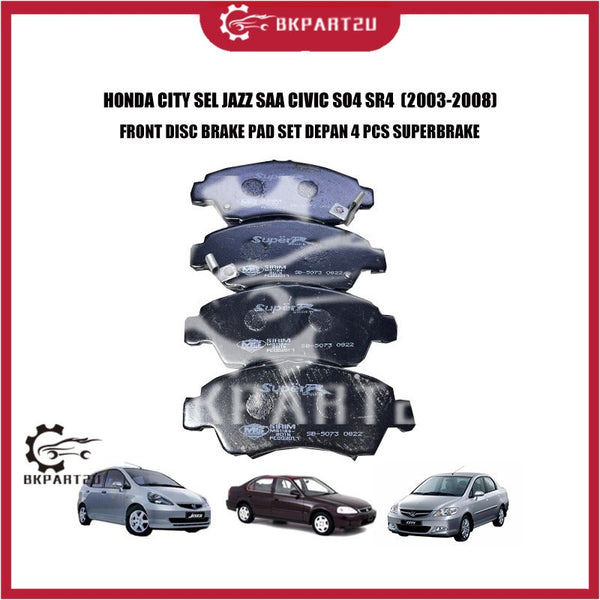 HONDA CITY SEL JAZZ SAA CIVIC SO4 SR4 FRONT DISC BRAKE PAD SET DEPAN 4 PCS SUPERBRAKE