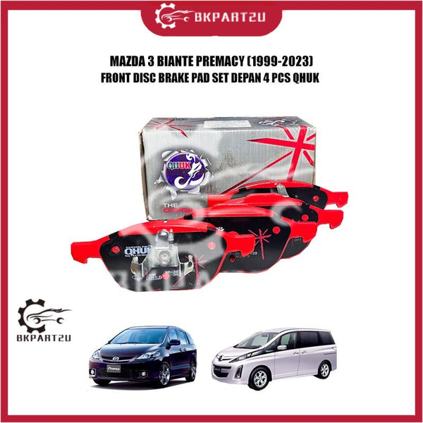 MAZDA 3 BIANTE PREMACY (1999-2023) FRONT DISC BRAKE PAD SET DEPAN 4 PCS QHUK