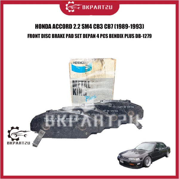 HONDA ACCORD 2.2 SM4 CB3 CB7 (1989-1993) FRONT DISC BRAKE PAD SET DEPAN 4 PCS BENDIX PLUS DB-1279