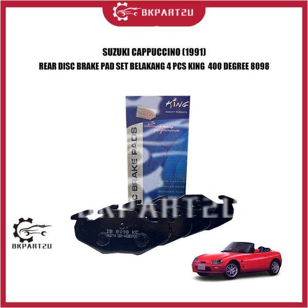 SUZUKI CAPPUCCINO (1991) REAR DISC BRAKE PAD SET BELAKANG 4 PCS KING  400 DEGREE 8098