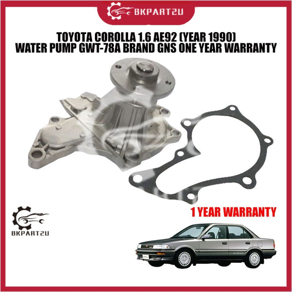 TOYOTA COROLLA 1.6 AE92 (YEAR 1990) WATER PUMP GWT-78A BRAND GNS ONE YEAR WARRANTY