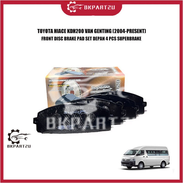 TOYOTA HIACE KDH200 VAN GENTING (2004-PRESENT) FRONT DISC BRAKE PAD SET DEPAN 4 PCS SUPERBRAKE