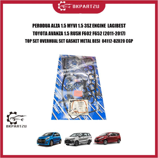 PERODUA ALZA 1.5 MYVI 1.5 3SZ ENGINE  LAGIBEST  TOYOTA AVANZA 1.5 RUSH F602 F652 (2011-2017) TOP SET OVERHUAL SET GASKET