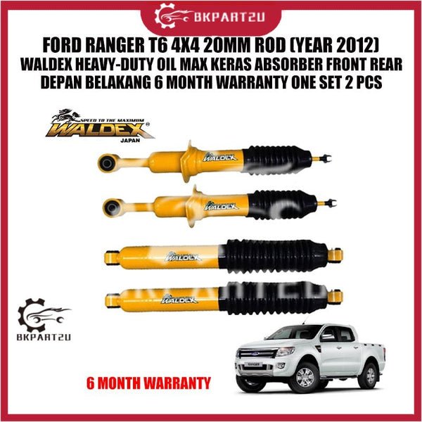 FORD RANGER T6 4X4 20MM ROD (YEAR 2012) WALDEX HEAVY-DUTY OIL MAX ABSORBER FRONT REAR 6 MONTH WARRANTY ONE SET 2 PCS