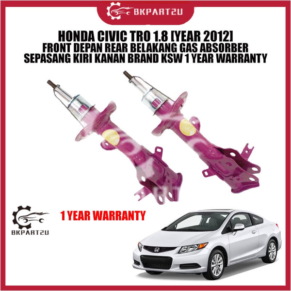 HONDA CIVIC TRO 1.8 [YEAR 2012] FRONT DEPAN REAR BELAKANG GAS ABSORBER SEPASANG KIRI KANAN BRAND KSW 1 YEAR WARRANTY
