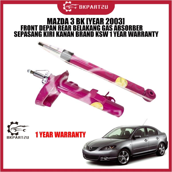 MAZDA 3 BK [YEAR 2003] FRONT DEPAN REAR BELAKANG GAS ABSORBER SEPASANG KIRI KANAN BRAND KSW 1 YEAR WARRANTY