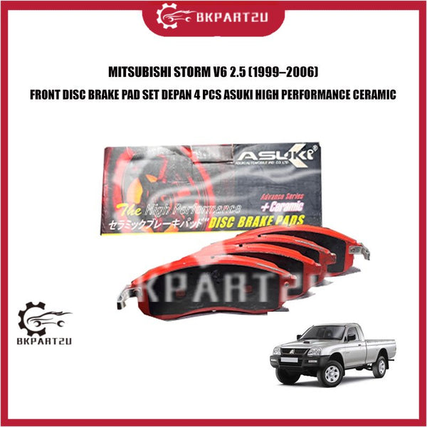 MITSUBISHI STORM V6 2.5 (1999–2006) FRONT DISC BRAKE PAD SET DEPAN 4 PCS ASUKI HIGH PERFORMANCE CERAMIC