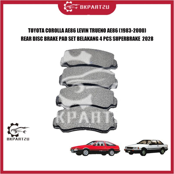 TOYOTA COROLLA AE86 LEVIN TRUENO AE86 (1983-2000) REAR DISC BRAKE PAD SET BELAKANG 4 PCS SUPERBRAKE  2028
