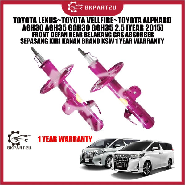 TOYOTA LEXUS~TOYOTA VELLFIRE~TOYOTA ALPHARD AGH30 AGH35 GGH30 GGH35 2.5 [YEAR 2015] FRONT REAR GAS ABSORBER BRAND KSW